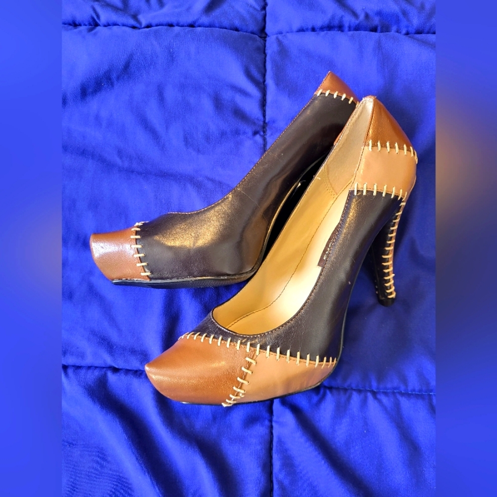 Chinese Laundry leather color block stiletto heels like new condition size 8